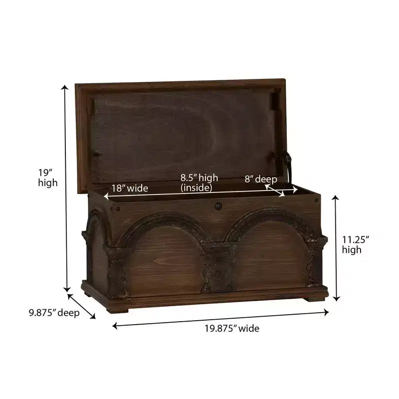 Baúl de almacenamiento pequeño de madera con arco Household Essentials, marrón