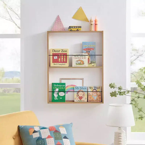 Étagère murale moderne carrée à 2 niveaux Steiner pour enfants, 27,5 po x 21,25 po, en hêtre – Danya B. : Étagère flottante de rangement pour chambre de bébé