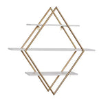 20"x20" Wooden 3 Shelves Wall with Diamond Shape Gold - Olivia & May: Glam Style, MDF, No Assembly Required