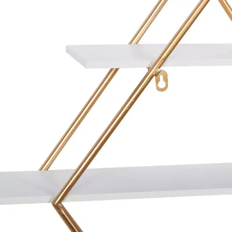 Estantería de pared de madera de 20x20 pulgadas con 3 estantes y forma de diamante dorada - Olivia & May: Estilo Glam, MDF, no requiere montaje