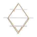 Estantería de pared de madera de 20x20 pulgadas con 3 estantes y forma de diamante dorada - Olivia & May: Estilo Glam, MDF, no requiere montaje