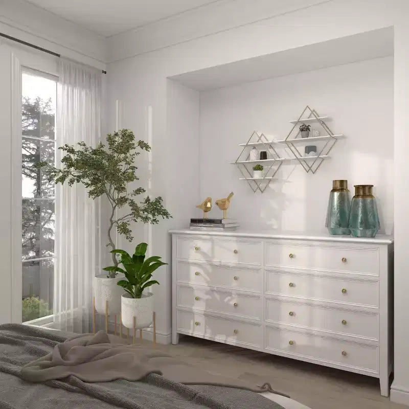 Estantería de pared de madera de 20x20 pulgadas con 3 estantes y forma de diamante dorada - Olivia & May: Estilo Glam, MDF, no requiere montaje