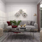Estantería de pared de madera de 20x20 pulgadas con 3 estantes y forma de diamante dorada - Olivia & May: Estilo Glam, MDF, no requiere montaje