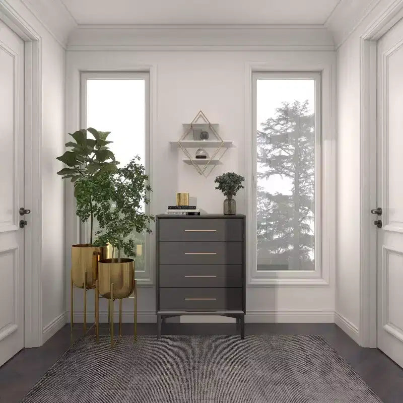 Estantería de pared de madera de 20x20 pulgadas con 3 estantes y forma de diamante dorada - Olivia & May: Estilo Glam, MDF, no requiere montaje