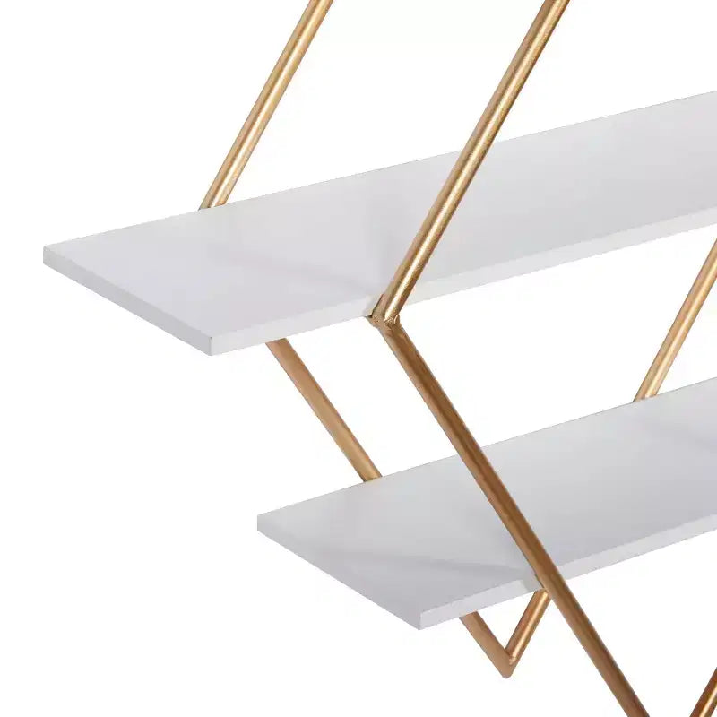 Estantería de pared de madera de 20x20 pulgadas con 3 estantes y forma de diamante dorada - Olivia & May: Estilo Glam, MDF, no requiere montaje