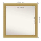 Espejo de pared para baño Grace sin bisel de 30" x 30" oro cepillado - Amanti Art: Marco cuadrado de poliestireno, montaje en pared