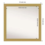 Espejo de pared para baño Grace sin bisel de 30" x 30" oro cepillado - Amanti Art: Marco cuadrado de poliestireno, montaje en pared