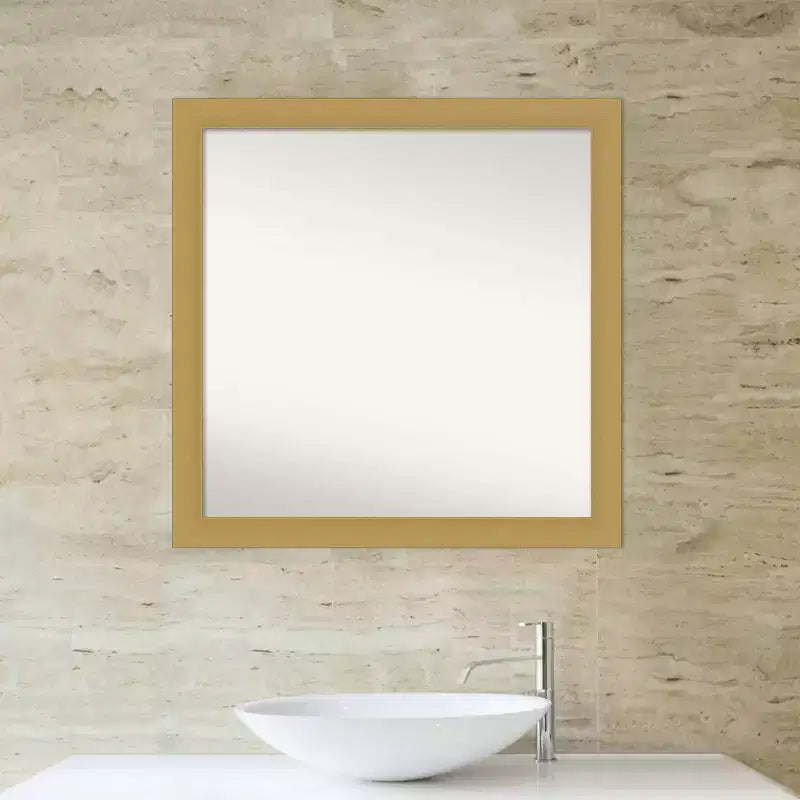 Espejo de pared para baño Grace sin bisel de 30" x 30" oro cepillado - Amanti Art: Marco cuadrado de poliestireno, montaje en pared