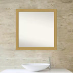 Espejo de pared para baño Grace sin bisel de 30" x 30" oro cepillado - Amanti Art: Marco cuadrado de poliestireno, montaje en pared