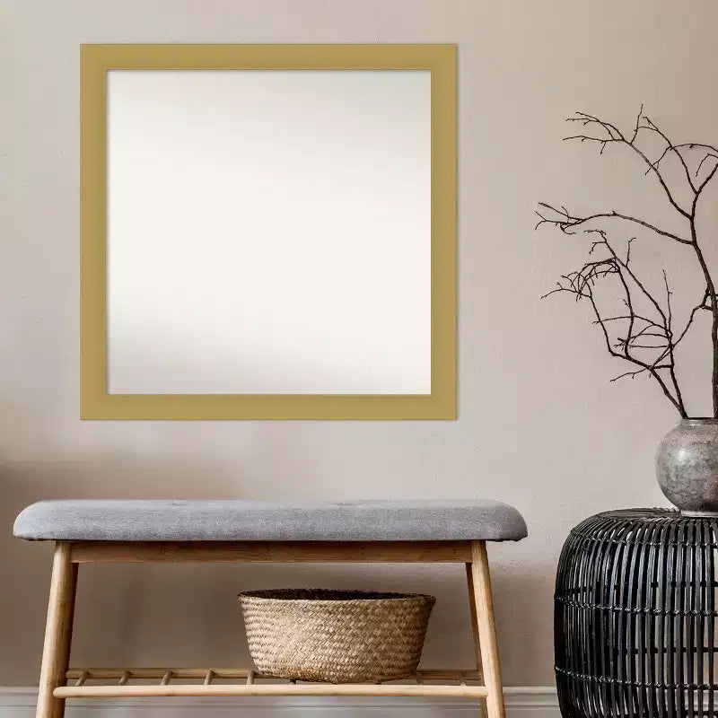 Espejo de pared para baño Grace sin bisel de 30" x 30" oro cepillado - Amanti Art: Marco cuadrado de poliestireno, montaje en pared