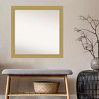 Espejo de pared para baño Grace sin bisel de 30" x 30" oro cepillado - Amanti Art: Marco cuadrado de poliestireno, montaje en pared