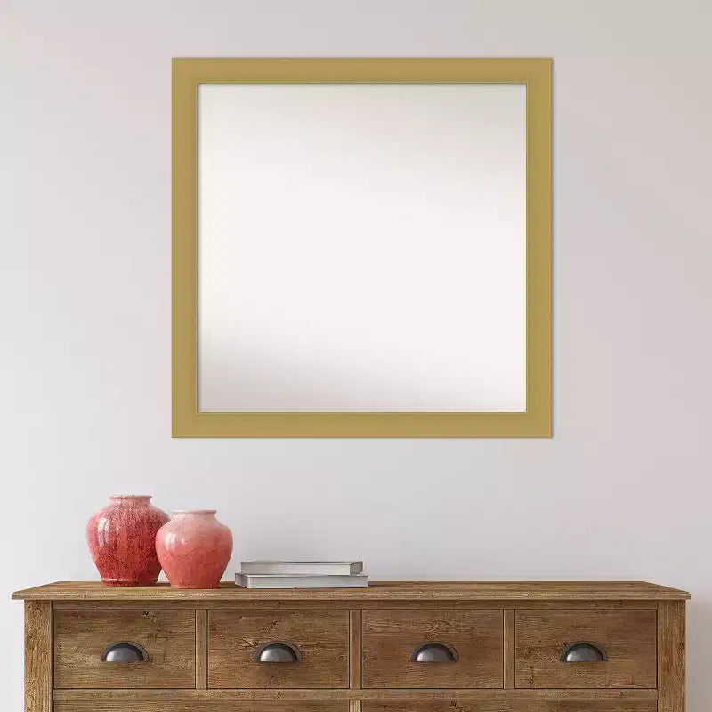 Espejo de pared para baño Grace sin bisel de 30" x 30" oro cepillado - Amanti Art: Marco cuadrado de poliestireno, montaje en pared