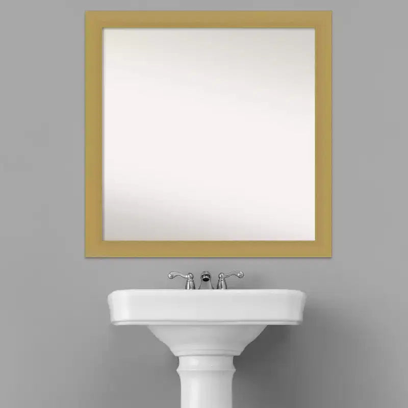 Espejo de pared para baño Grace sin bisel de 30" x 30" oro cepillado - Amanti Art: Marco cuadrado de poliestireno, montaje en pared