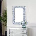 Miroir mural Trèfle en bois bleu - Olivia & May : Style contemporain, Forme rectangulaire, Aucun assemblage requis