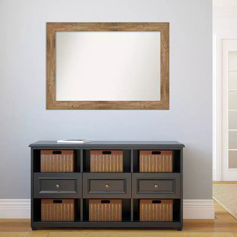 Espejo de pared de madera marrón búho sin bisel de 42" x 30" - Amanti Art