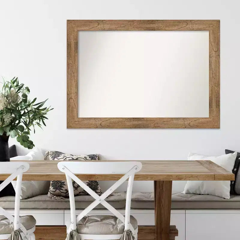 Espejo de pared de madera marrón búho sin bisel de 42" x 30" - Amanti Art