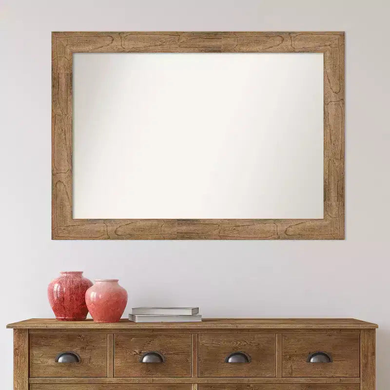 Espejo de pared de madera marrón búho sin bisel de 42" x 30" - Amanti Art