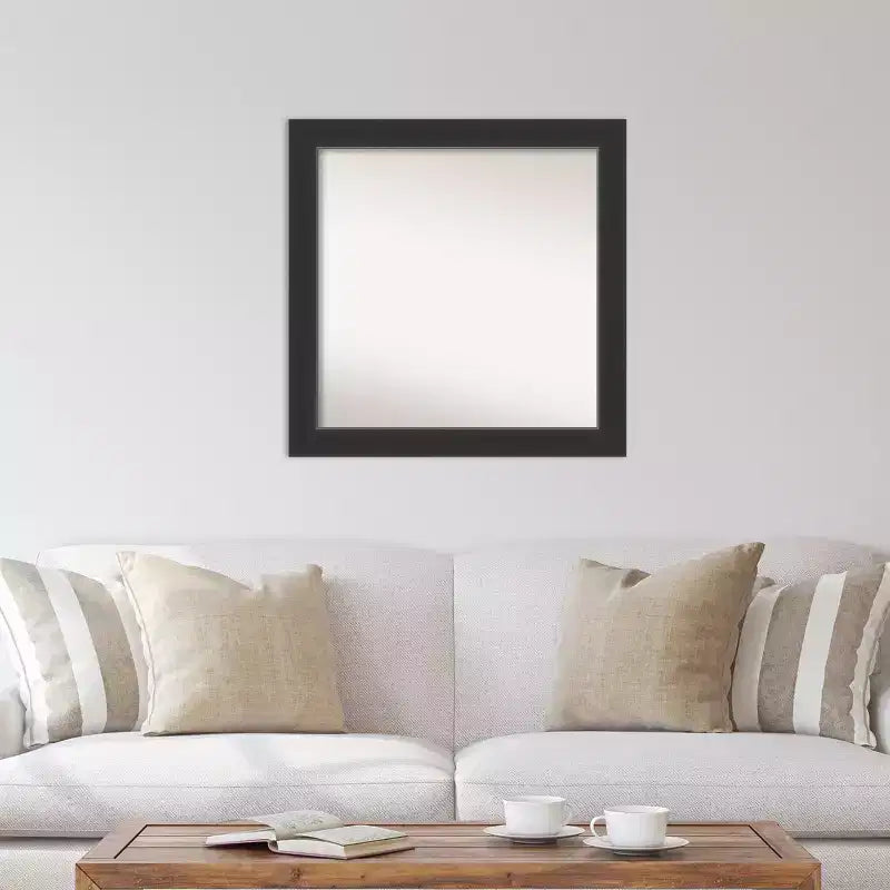 Espejo de pared de madera negra Corvino de 31 x 31 pulgadas sin bisel - Amanti Art: Cuadrado moderno, incluye accesorios de montaje