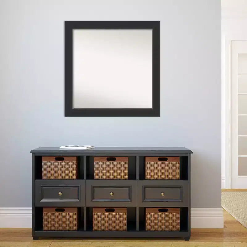 Espejo de pared de madera negra Corvino de 31 x 31 pulgadas sin bisel - Amanti Art: Cuadrado moderno, incluye accesorios de montaje