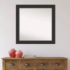 Espejo de pared de madera negra Corvino de 31 x 31 pulgadas sin bisel - Amanti Art: Cuadrado moderno, incluye accesorios de montaje