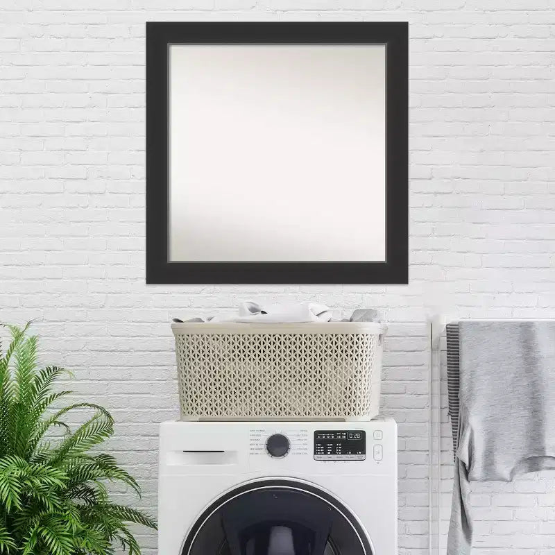 Espejo de pared de madera negra Corvino de 31 x 31 pulgadas sin bisel - Amanti Art: Cuadrado moderno, incluye accesorios de montaje