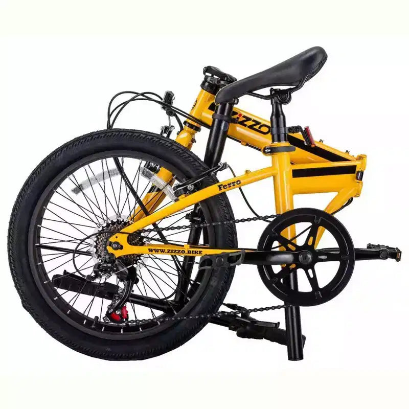 Bicicleta plegable ZiZZO Ferro 7 velocidades de acero de 20 pulgadas - Amarilla