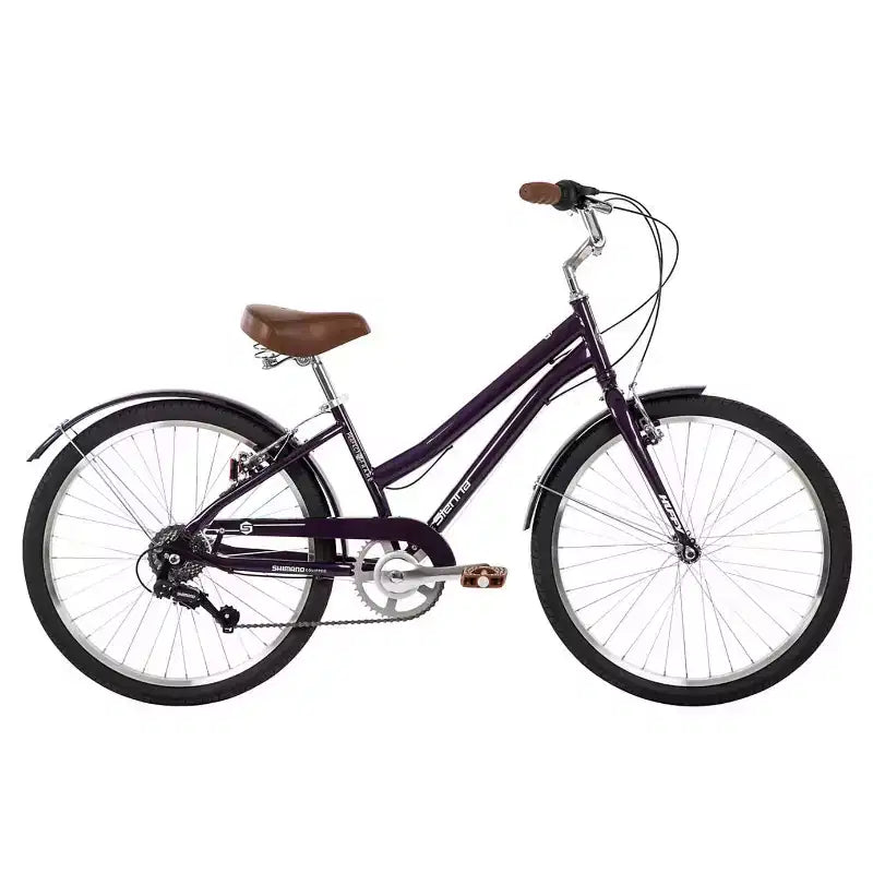 Bicicleta de confort Huffy Sienna de 24" y varias velocidades - Berenjena brillante