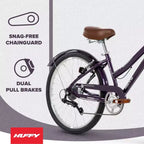 Bicicleta de confort Huffy Sienna de 24" y varias velocidades - Berenjena brillante