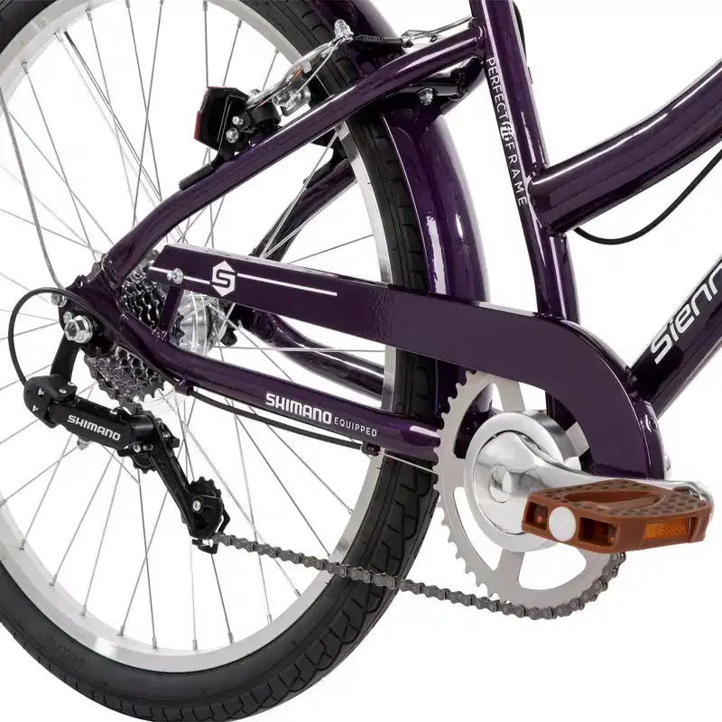Bicicleta de confort Huffy Sienna de 24" y varias velocidades - Berenjena brillante