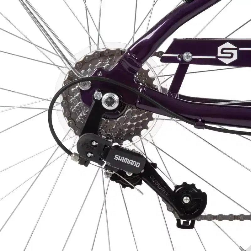 Bicicleta de confort Huffy Sienna de 24" y varias velocidades - Berenjena brillante