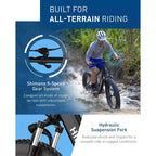 Bicicleta de montaña eléctrica Hiboy Adult P6 de 26" con barra alta - Negro