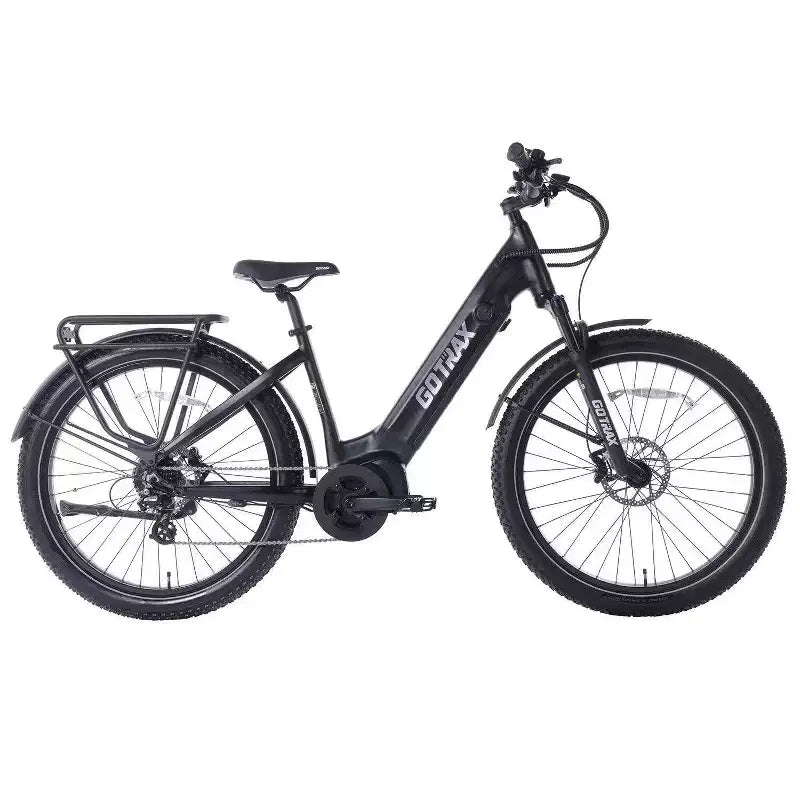 Bicicleta híbrida eléctrica GOTRAX Adult MX1 Mid Drive de 27.5" con cuadro bajo - Negra