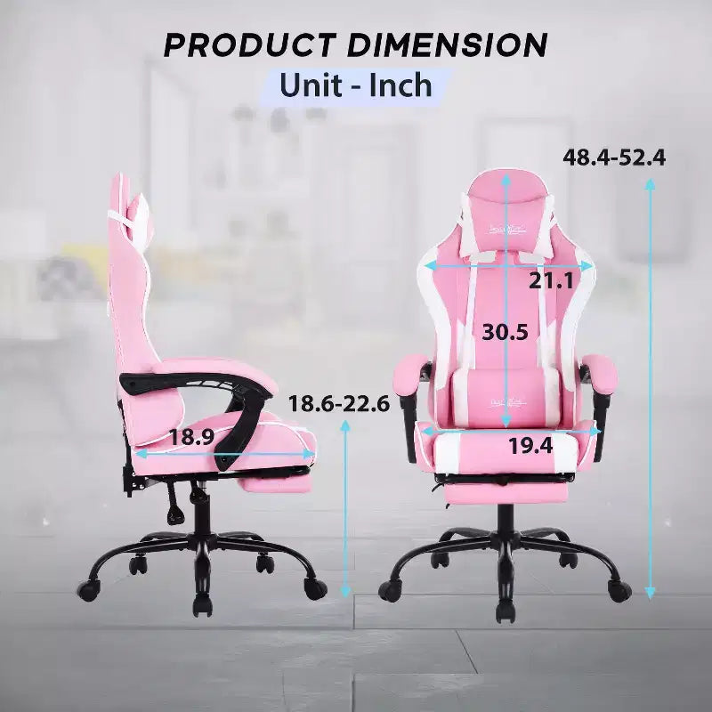 Silla gaming BestMassage Silla de escritorio para oficina, silla de ordenador con reposapiés y soporte lumbar