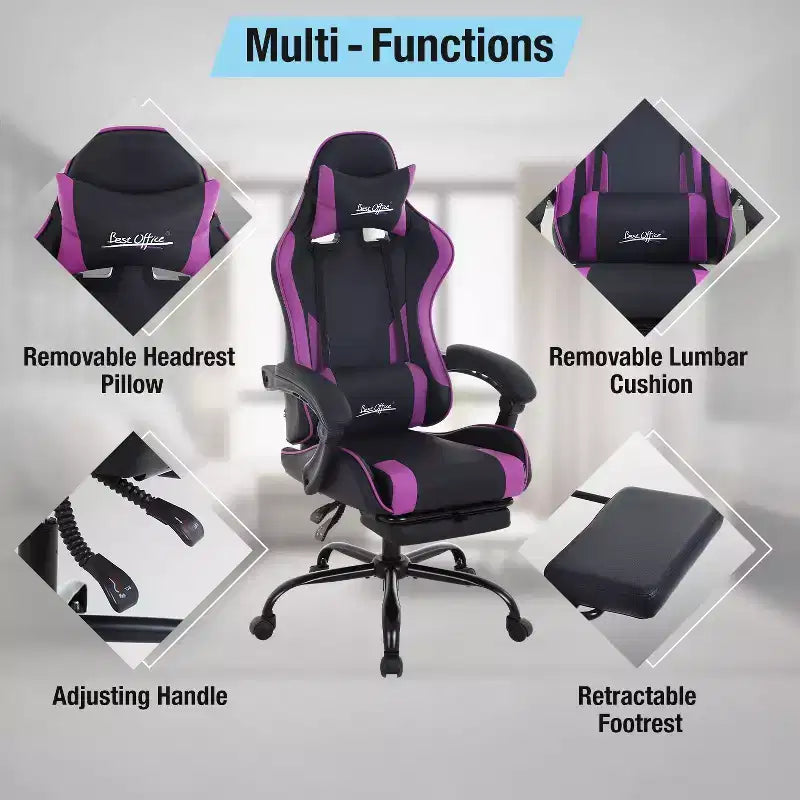 Silla gaming BestMassage Silla de escritorio para oficina, silla de ordenador con reposapiés y soporte lumbar