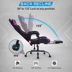 Silla gaming BestMassage Silla de escritorio para oficina, silla de ordenador con reposapiés y soporte lumbar