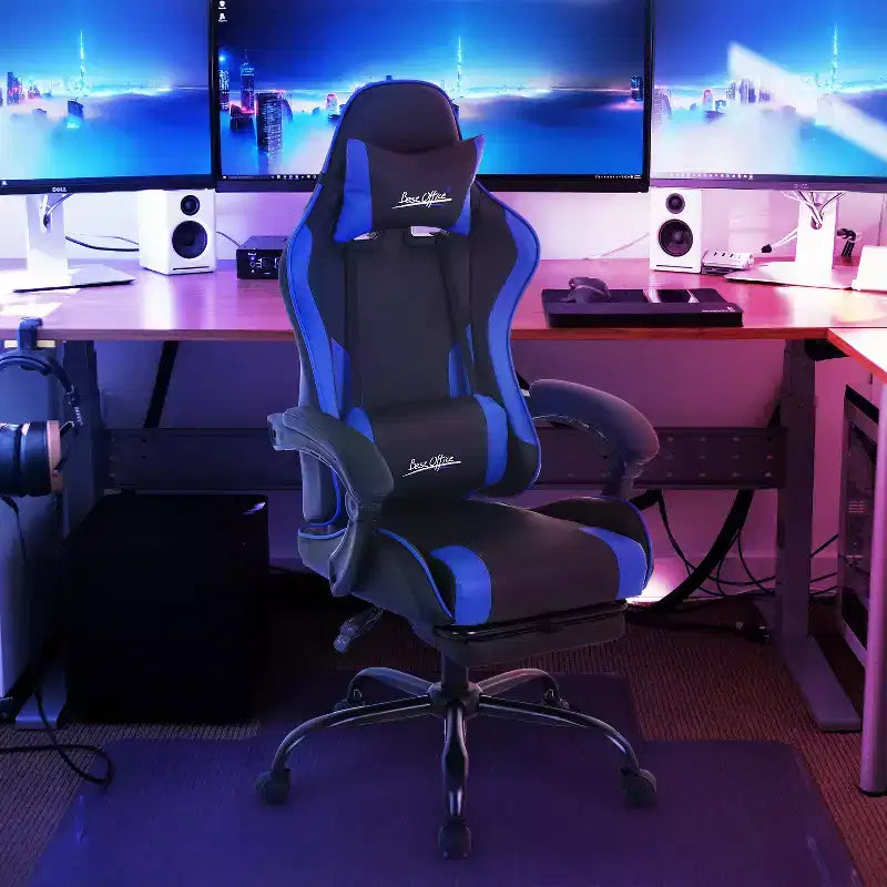 Silla gaming BestMassage Silla de escritorio para oficina, silla de ordenador con reposapiés y soporte lumbar