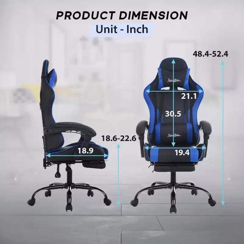 Silla gaming BestMassage Silla de escritorio para oficina, silla de ordenador con reposapiés y soporte lumbar