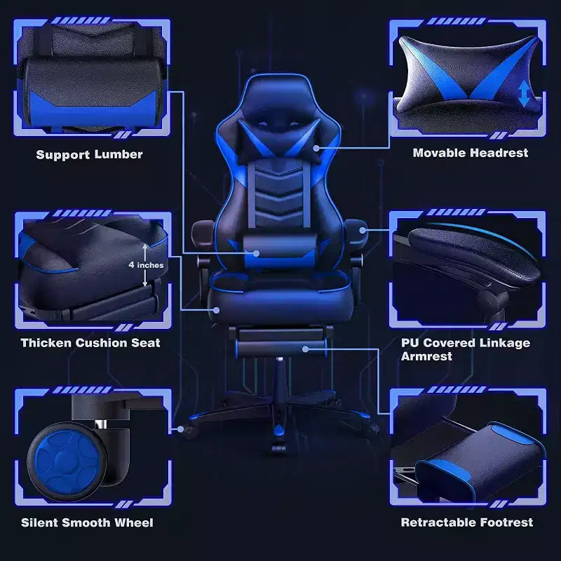 Sillón de oficina ELECWISH con reposapiés, soporte lumbar, silla ergonómica transpirable con cojín de muelles ensacados, sillas para adultos