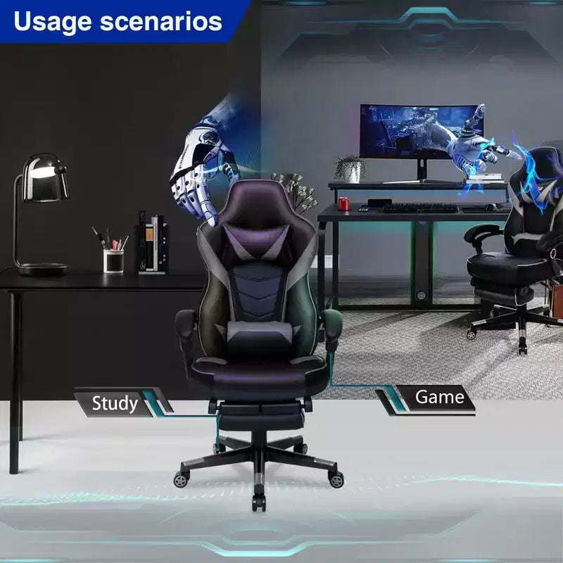 Sillón de oficina ELECWISH con reposapiés, soporte lumbar, silla ergonómica transpirable con cojín de muelles ensacados, sillas para adultos