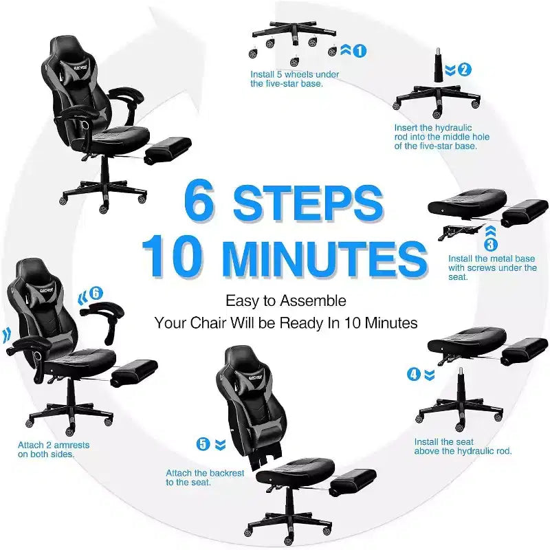 Sillón de oficina ELECWISH con reposapiés, soporte lumbar, silla ergonómica transpirable con cojín de muelles ensacados, sillas para adultos
