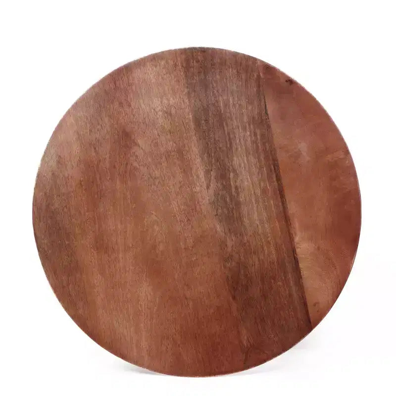 Mesa auxiliar redonda de madera de mango de 3 patas, nogal