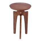 Mesa auxiliar redonda de madera de mango de 3 patas, nogal