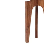 Mesa auxiliar redonda de madera de mango de 3 patas, nogal
