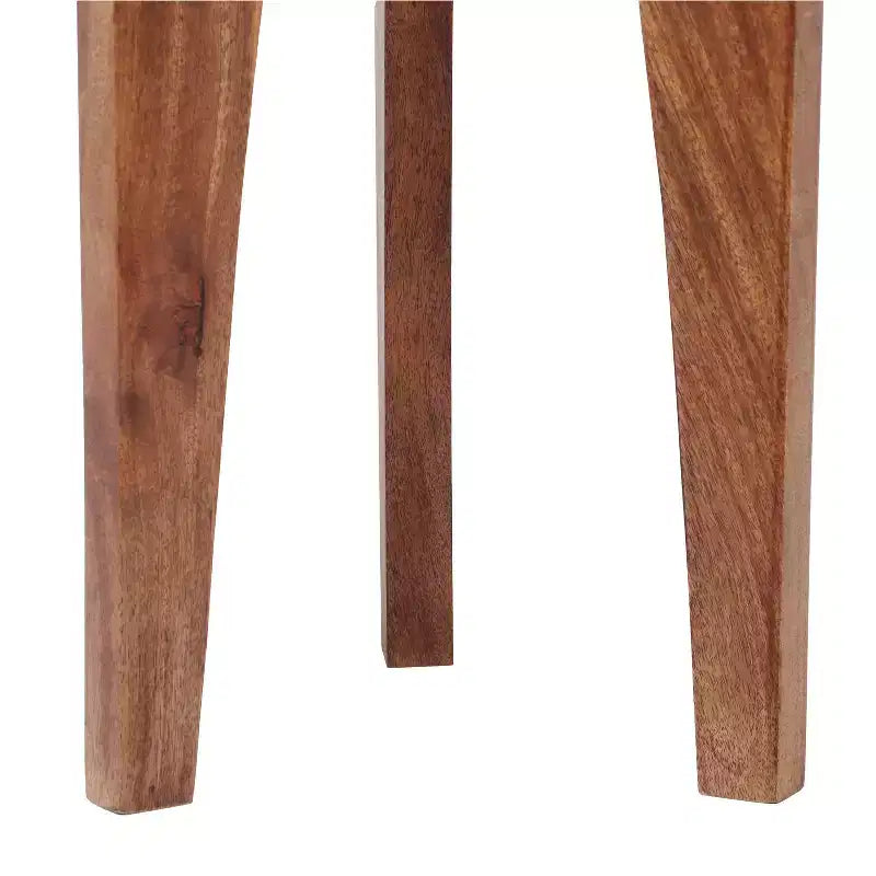 Mesa auxiliar redonda de madera de mango de 3 patas, nogal