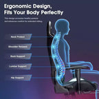 Douxlife Silla Ergonómica Gamer Moderna con Masaje de 7 Puntos, Reposapiés y Reposabrazos Ajustables Negra