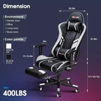 Sillón Ergonómico para Juegos Douxlife Modern con Masaje de 7 Puntos, Reposapiés y Apoyabrazos Ajustables, Negro Blanco