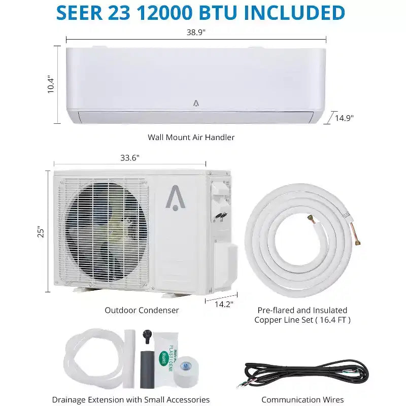 Garvee Aire Acondicionado y Calefacción Mini Split 9000 BTU, Unidad Mini AC con Bomba de Calor y WiFi, 115V, Blanco
