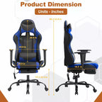 Silla de oficina para videojuegos BestMassage Racing con función de masaje, apoyo lumbar, cuero sintético, para adultos