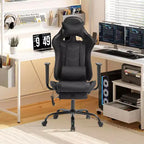 Silla de oficina para videojuegos BestMassage Racing con función de masaje, apoyo lumbar, cuero sintético, para adultos