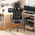 Silla de oficina para videojuegos BestMassage Racing con función de masaje, apoyo lumbar, cuero sintético, para adultos